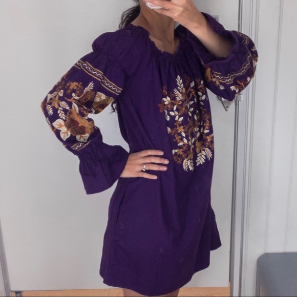 Free People Embroidered Off the shoulder Dress - Picture 6 of 8